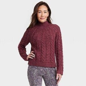 Knox Rose Deep Red/Purple Mock Turtleneck Sweater Size S NWT